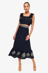 Malika Bustier Top - Navy Tops - Cropped & Casual Rosewater House