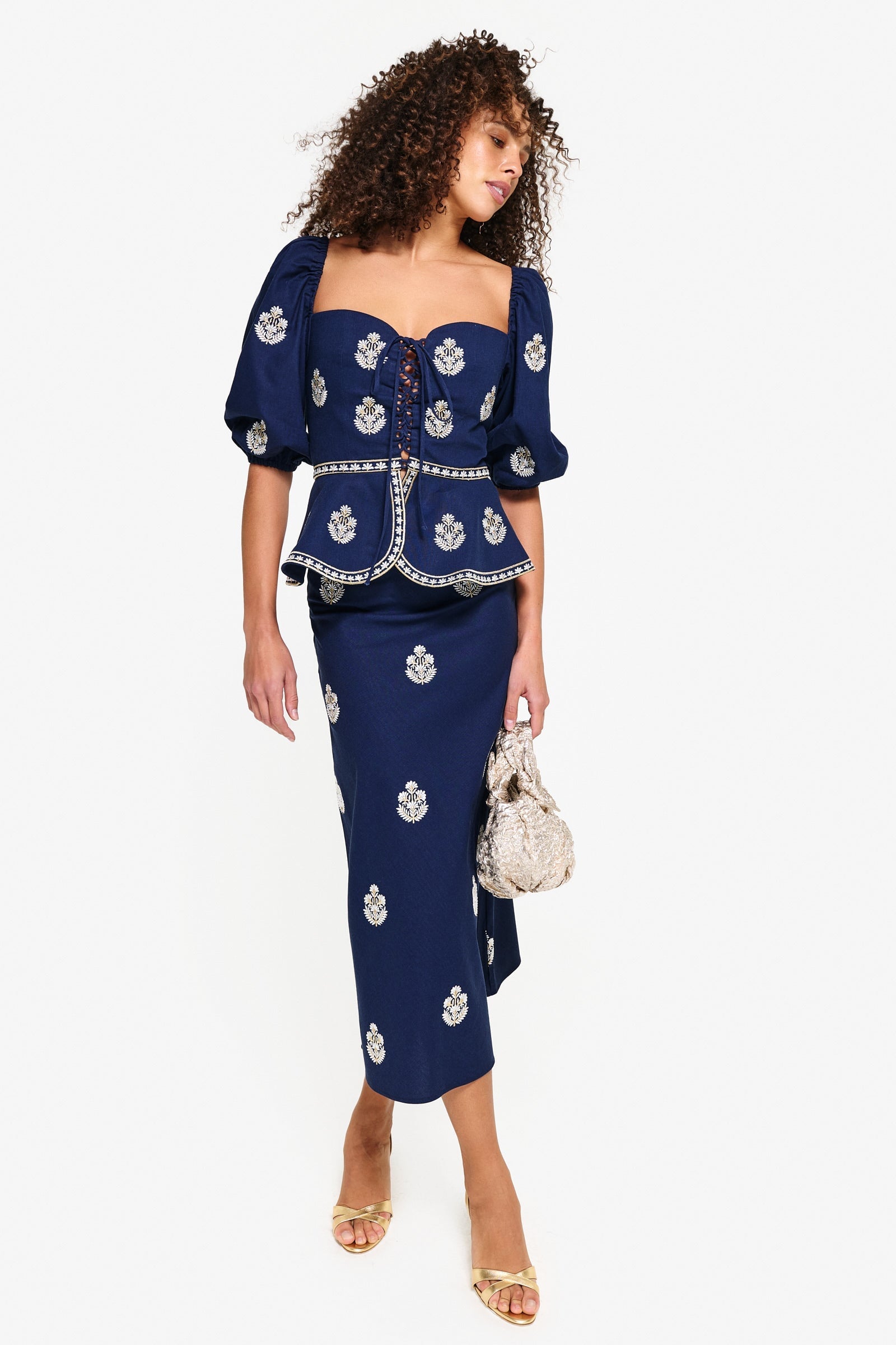 Mina Skirt - Navy & white Rosewater House