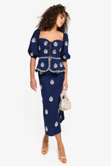 Mina Skirt - Navy & white Rosewater House