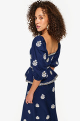 Mitra Lace Front Bustier - Navy & White Rosewater House