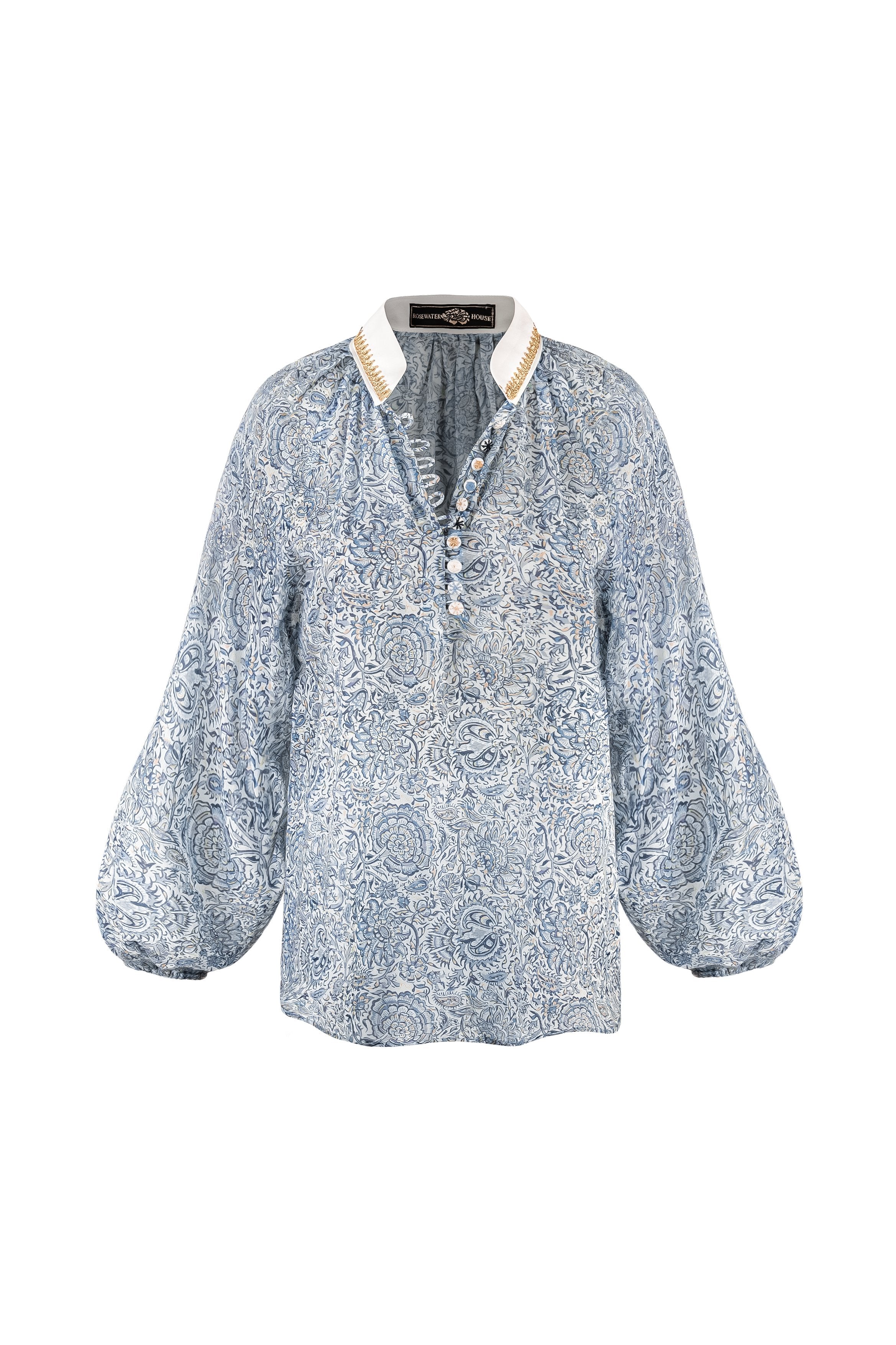 Golab Blouse - Blue Iris Tops - Blouse Rosewater House