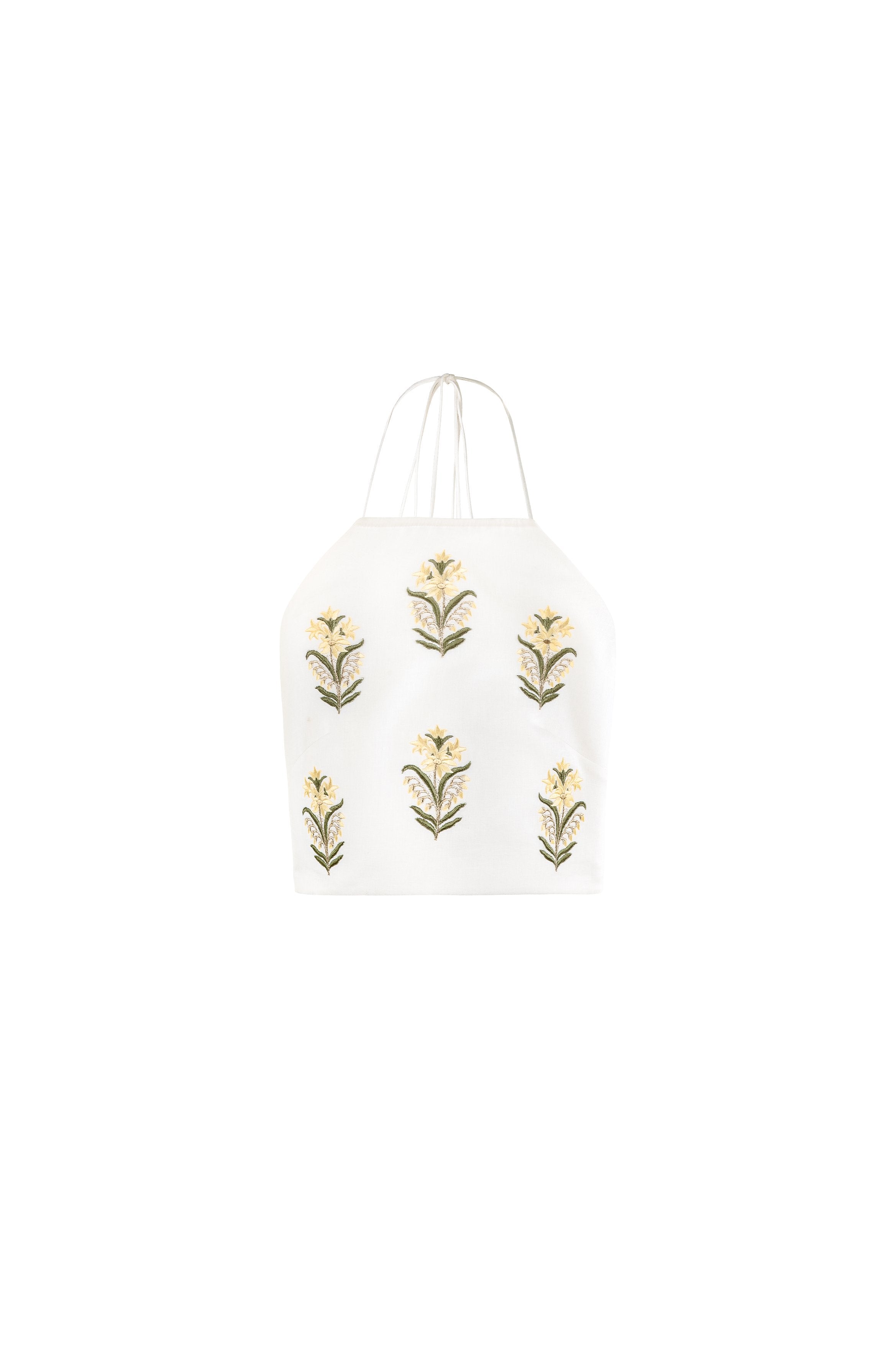 Gilda bustier - Lilium Embroidered Offwhite & Yellow Tops - Bustier & Embroidered Rosewater House
