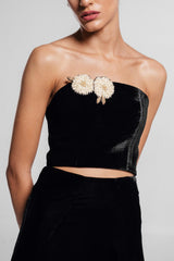 Rosa Embellished Bustier - Black Tops - Bustier & Embroidered Rosewater House