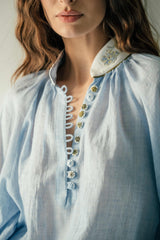 Ivy Blouse - Blue and White Tops - Blouse OVER THE MOON