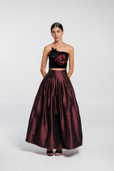 Persica Floral Bustier - Black & Burgundy Tops - Bustier & Embroidered Rosewater House