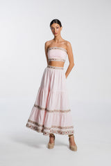 Carnation Crop Top - Pink Tops - Bustier & Embroidered Rosewater House 