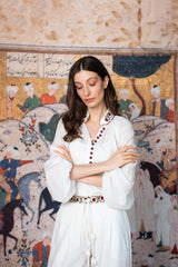 Golbarg Blouse - White & Red Rosewater House