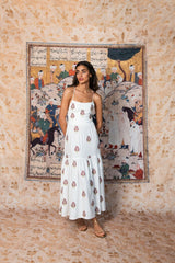 Sarv Maxi Dress - Off White & Red Rosewater House