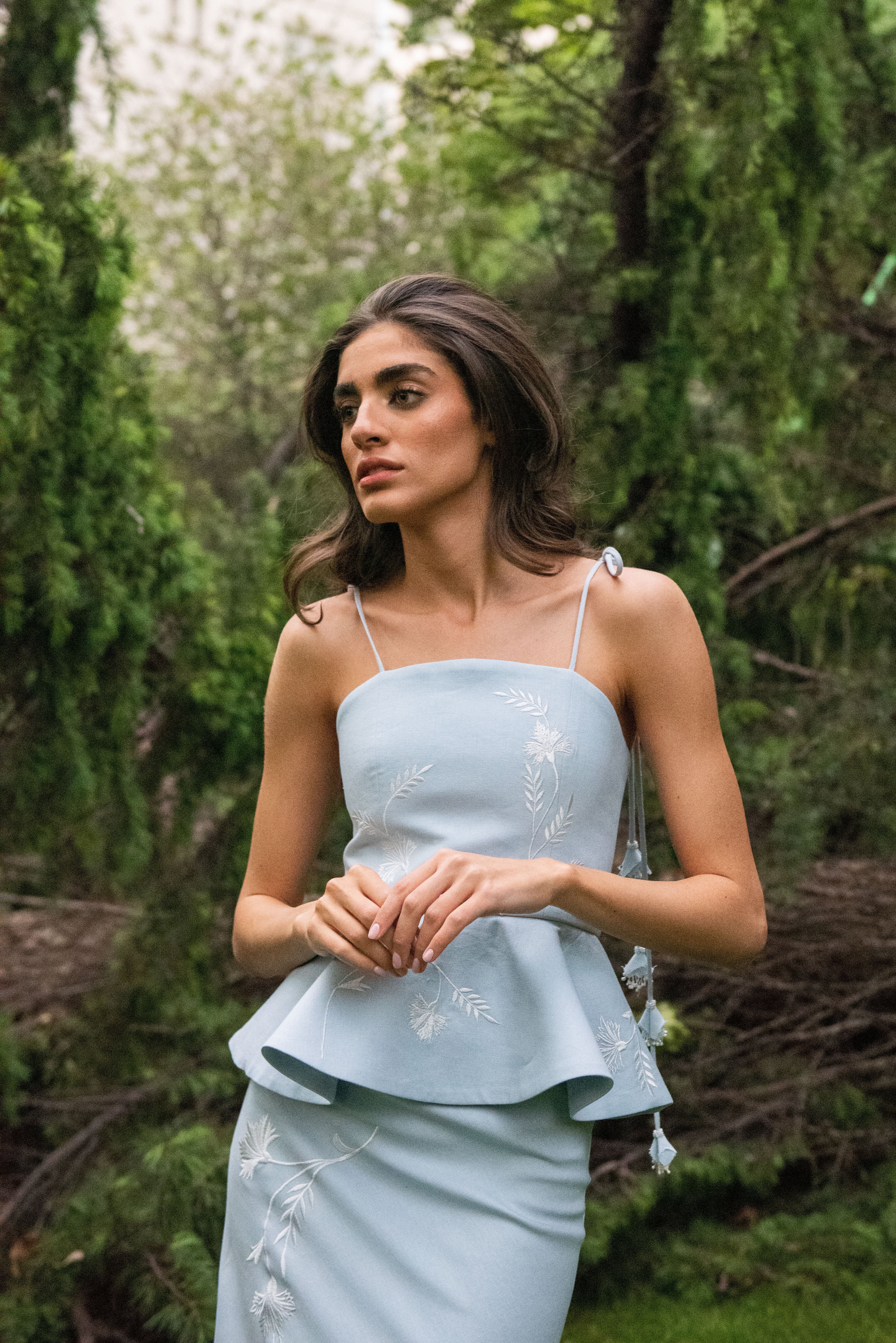 Lily Skirt - Baby Blue & Ivory Rosewater House