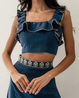 Malika Bustier Top - Blue Tops - Cropped & Casual Rosewater House