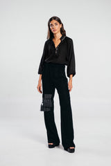 Mahtab Straight Leg Velvet Pants - Black Accessory - Belts Rosewater House