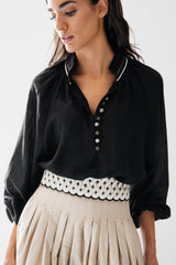 Golab Blouse - Black & Ivory (Limited Edition) Tops - Blouse Rosewater House