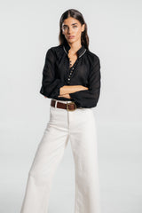 Golab Blouse - Black & Ivory (Limited Edition) Tops - Blouse Rosewater House 
