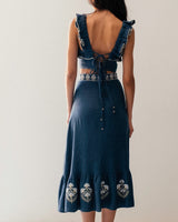 Malika Bustier Top - Blue Tops - Cropped & Casual Rosewater House