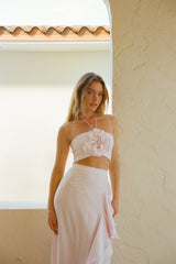 Gol Crop Top - Pink Bottoms - Skirts Rosewater House