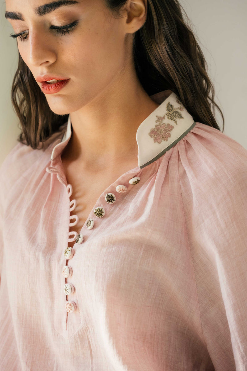 Ivy Blouse - Pink & White Tops - Blouse Rosewater House 