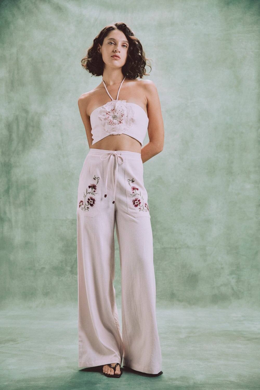 Lola Pants - Lola Embroidered Pink & Pink Rosewater House