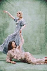 Rosa Dress - Printed Chiffon Blue Rosewater House