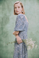 Rosa Dress - Printed Chiffon Blue Rosewater House
