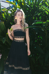Carnation Crop Top - Black & Brick Tops - Bustier & Embroidered Rosewater House