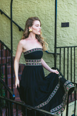 Carnation Crop Top - Black & Brick Tops - Bustier & Embroidered Rosewater House