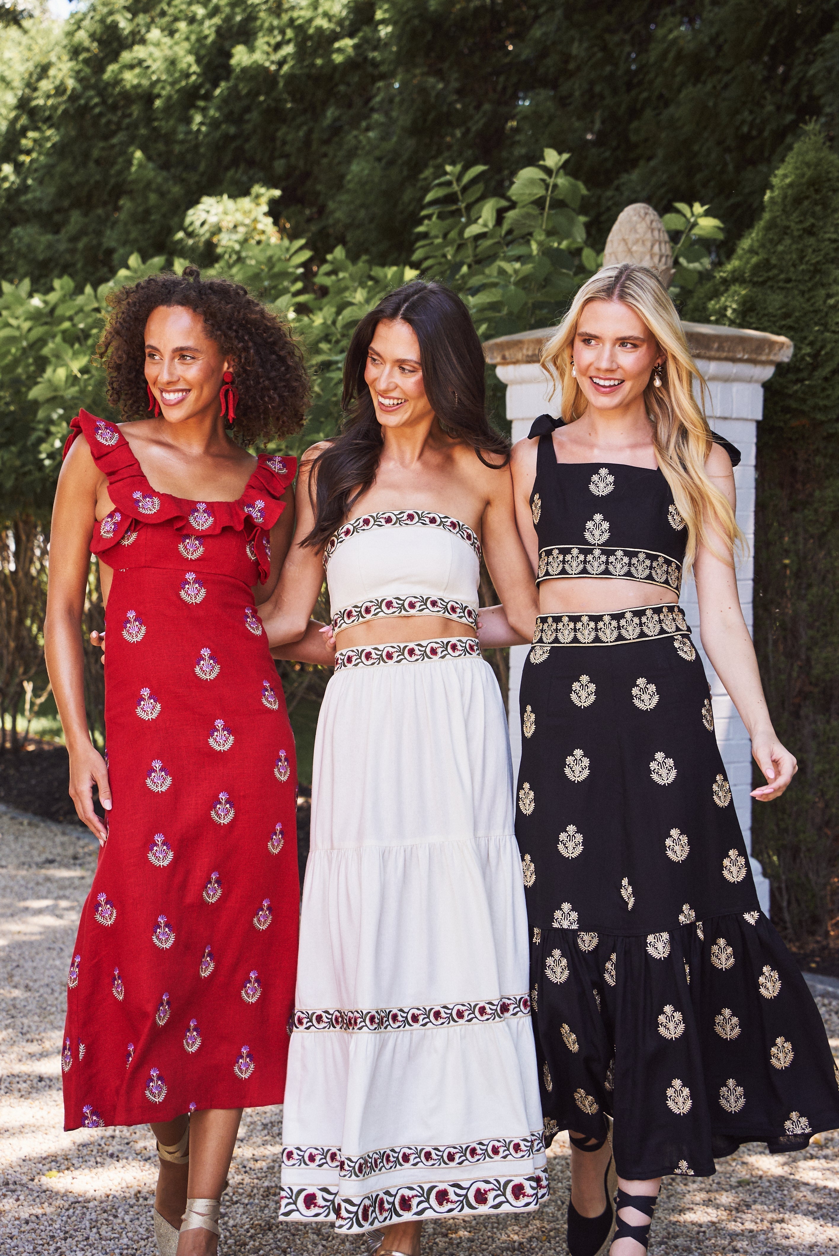 Carnation Crop Top - Ivory & Red Tops - Bustier & Embroidered Rosewater House