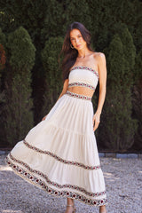 Carnation Crop Top - Ivory & Red Tops - Bustier & Embroidered Rosewater House