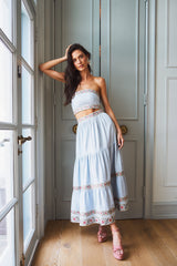 Carnation Crop Top - Blue & Pink Tops - Bustier & Embroidered Rosewater House