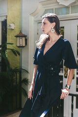 Gol Wrap Dress - Black Dresses - Formal Rosewater House