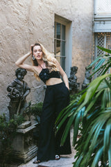 Gol Crop Top - Black Bottoms - Skirts Rosewater House