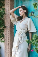 Gol Wrap Dress - Sand Dresses - Formal Rosewater House