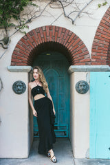Gol Crop Top - Black Bottoms - Skirts Rosewater House