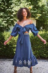 Ayan Skirt - Blue Bottoms - Skirts Rosewater House