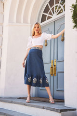 Ayan Skirt - Blue Bottoms - Skirts Rosewater House