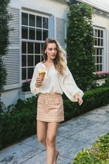 Golab Blouse - Ivory & Pink Tops - Blouse Rosewater House