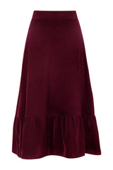 Mahtab Belted Velvet Skirt - Burgundy Rosewater House 