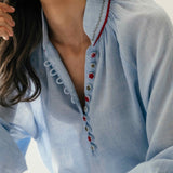 Golab Blouse - Blue & Red (Limited Edition) Tops - Blouse Rosewater House