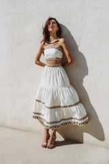 Carnation Ruffle Skirt - Ivory & Red Rosewater House