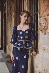 Mina Skirt - Navy & White Rosewater House