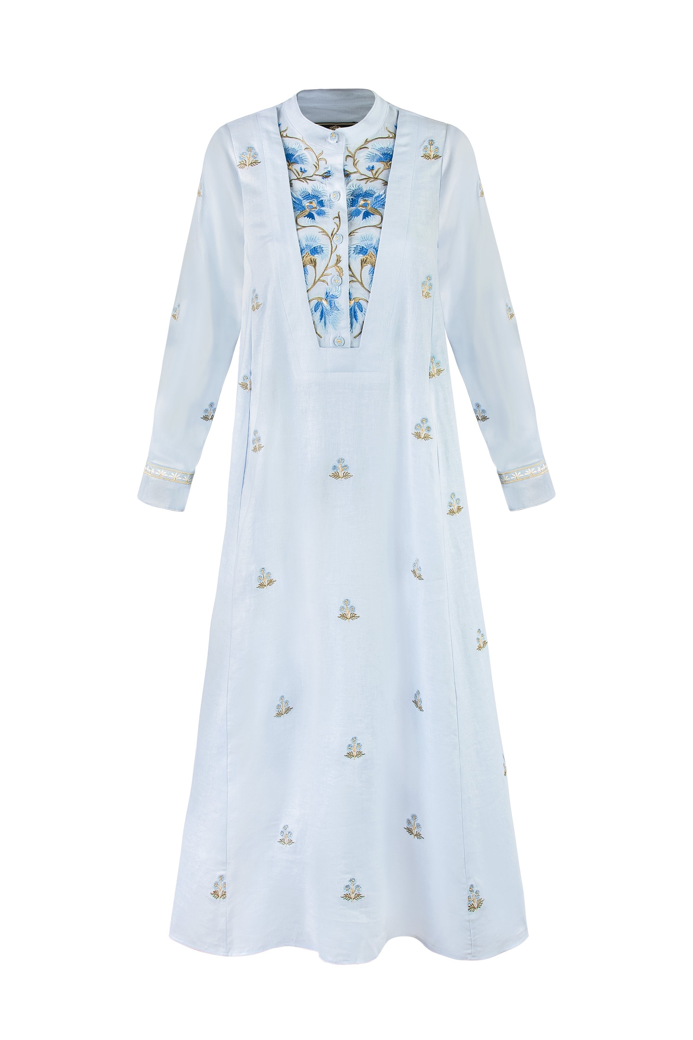 Flora Kaftan - Naz Embroidered Blue & Blue Rosewater House