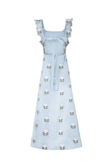 Malika Dress -White & Baby Blue Dresses - Formal Rosewater House