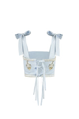 Sarv Crop Top - Blue & White Rosewater House