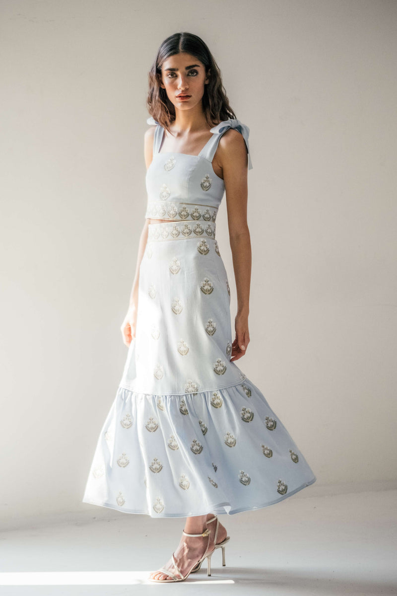 Begum Set - Light Blue & White Dresses - Formal Rosewater House 
