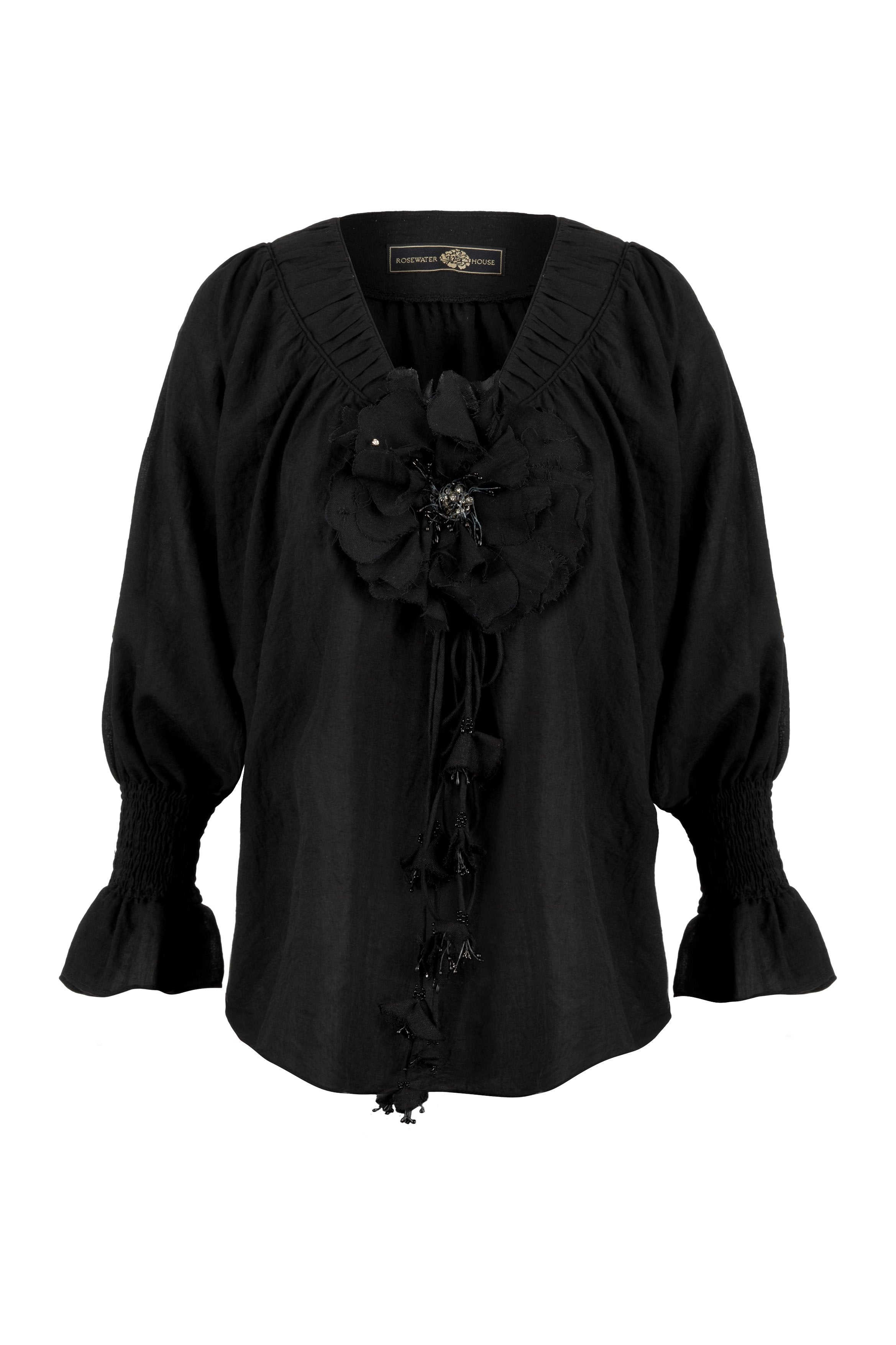 Gol Blouse - Black Tops - Blouse Rosewater House