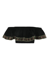 Carnation Off the Shoulder Top - Black & Brick Tops - Bustier & Embroidered Rosewater House