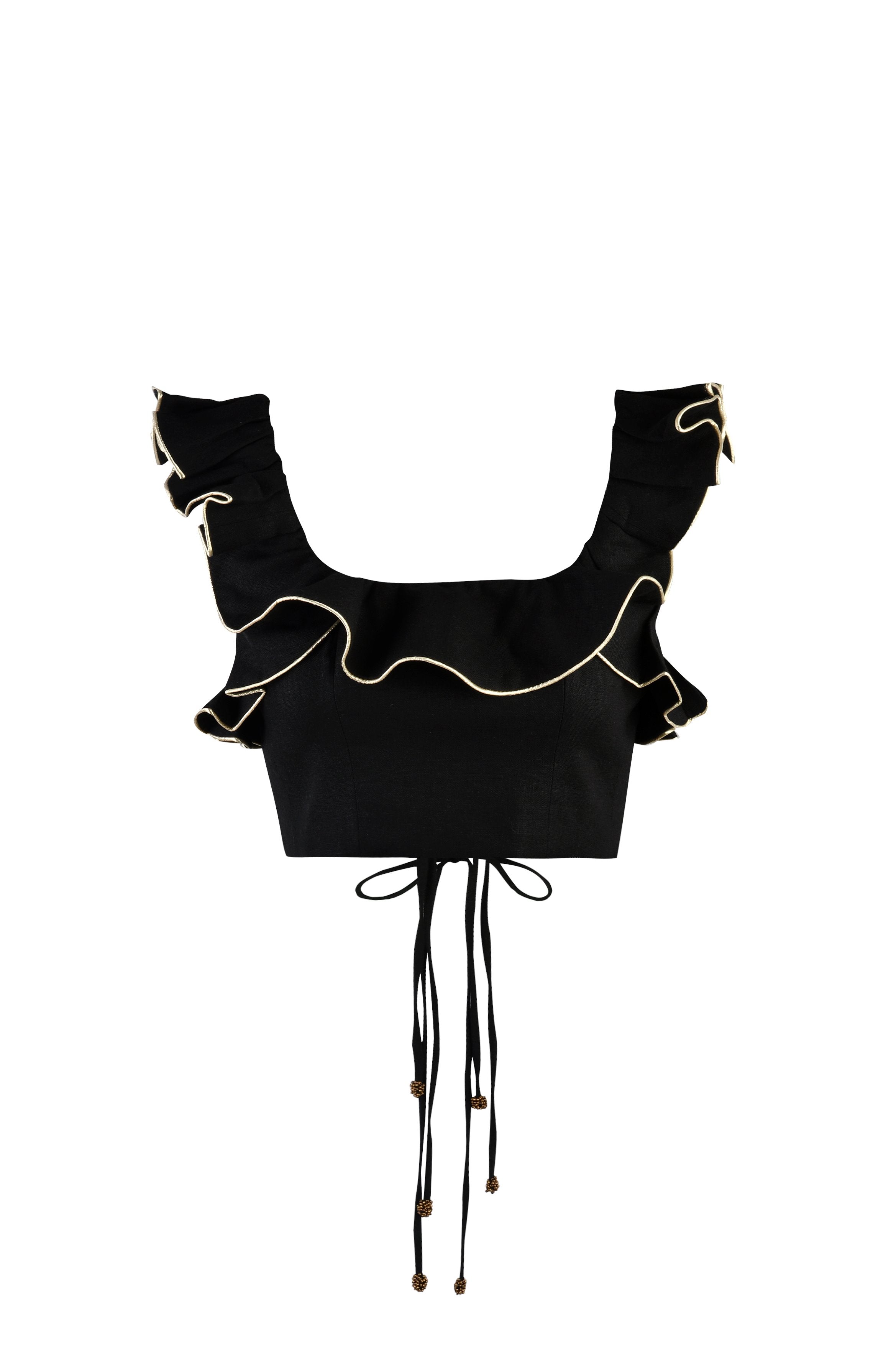 Malika Bustier Top - Black Tops - Cropped & Casual Rosewater House