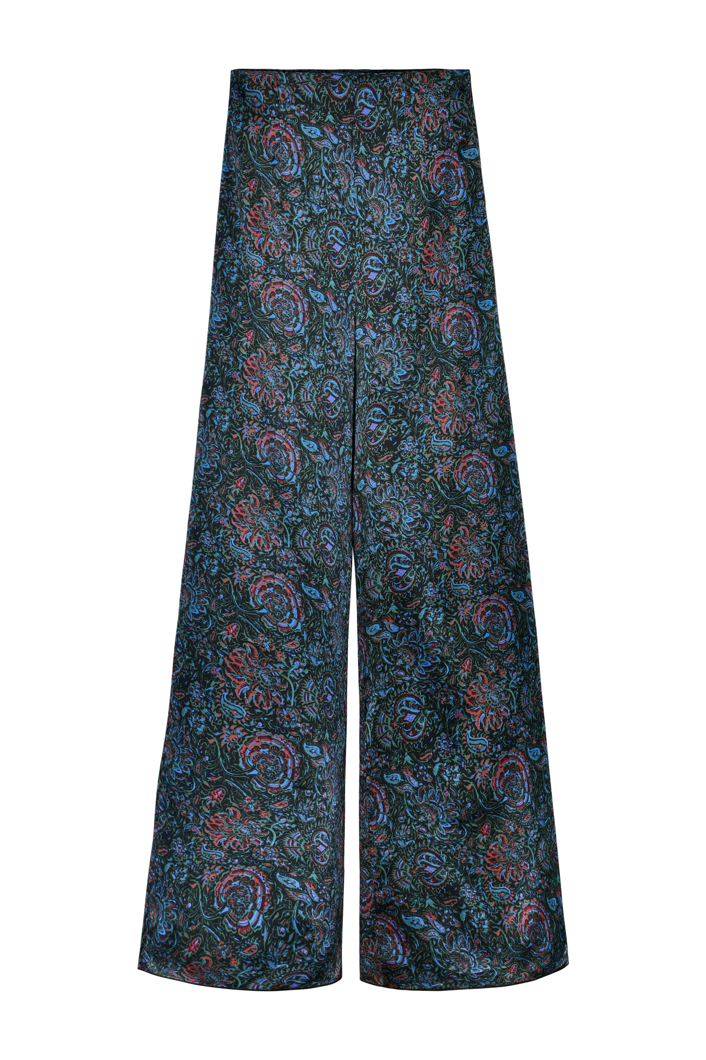 Raha Pants - Printed Silk Black (sample) Rosewater House