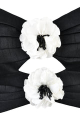 Rosa Silk Tafetta Cut Out Top - Black & White Rosewater House