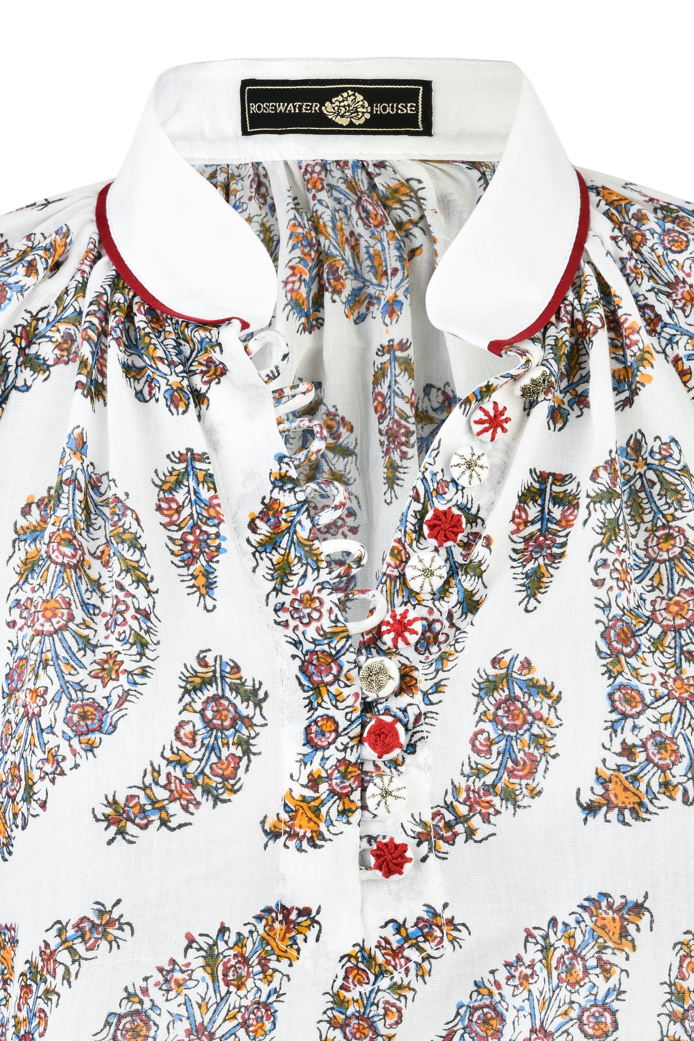 Golab Blouse - Paisley & Red (SAMPLE) Tops - Blouse Rosewater House