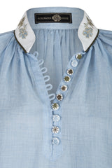 Ivy Blouse - Blue and White Tops - Blouse Rosewater House